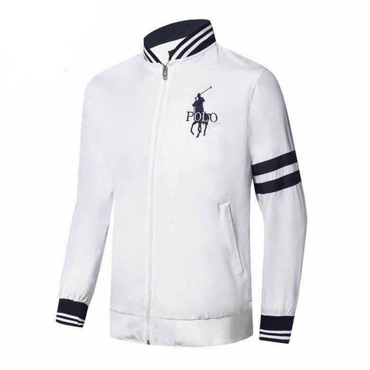 Prl White Strap Hand Design White Jacket Tracksuit - Obeezi