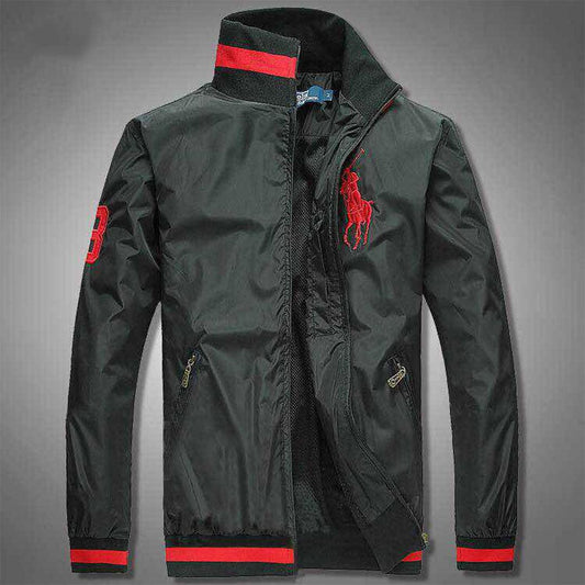 Prl Zip Mock Neck Jacket Tracksuit-Black - Obeezi