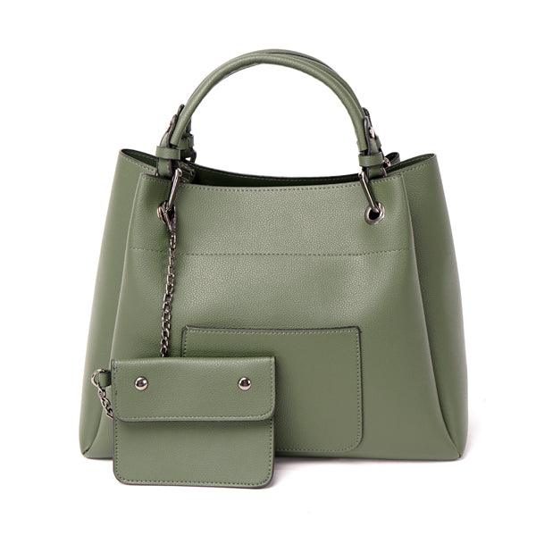 Prolific Colourful 3 in 1 Genuine Leather Women Green Handbags - Obeezi.com