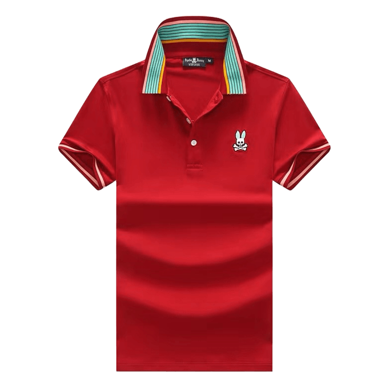 Psy Bunny Collar Striped Essential Regular Fit Polo- Wine - Obeezi.com