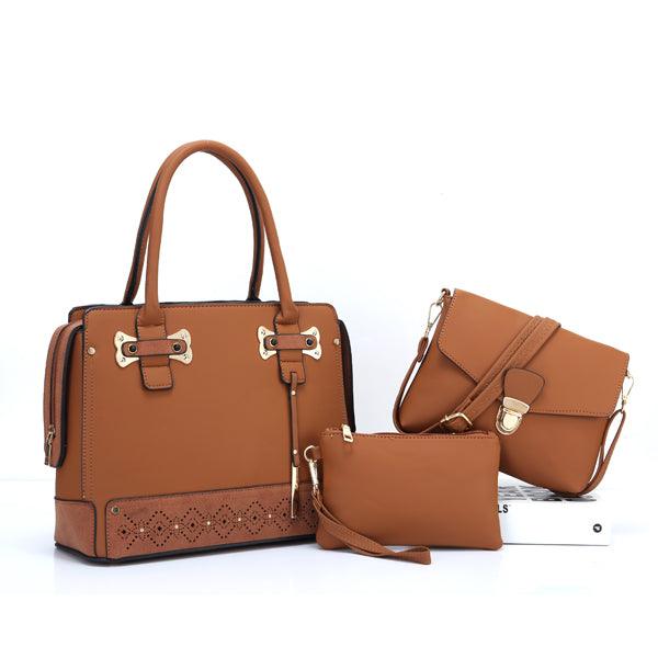 PU Fashion 3 Pieces in 1 Set Women Handbag Brown - Obeezi.com