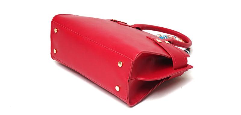 PU Leather Handbags For Women With Scarf 2 in 1 Set Tote Bags - Wine - Obeezi.com