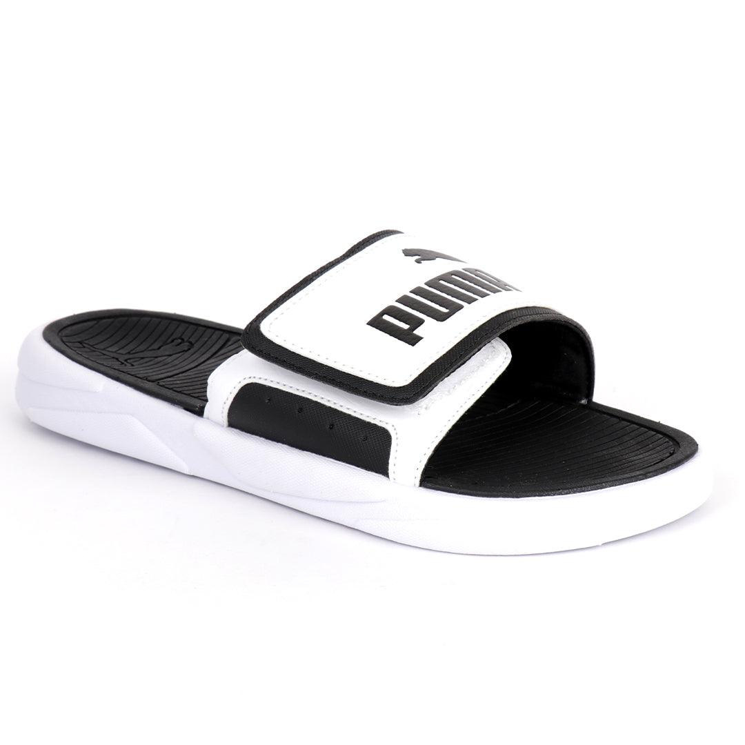 PU Royalcat Comfort Black and White Men's Slide - Obeezi.com
