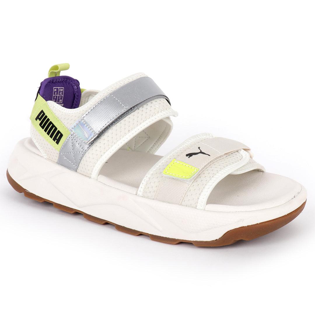PU Rs Future Rider Sandals Iri Full Black Designed-White - Obeezi.com