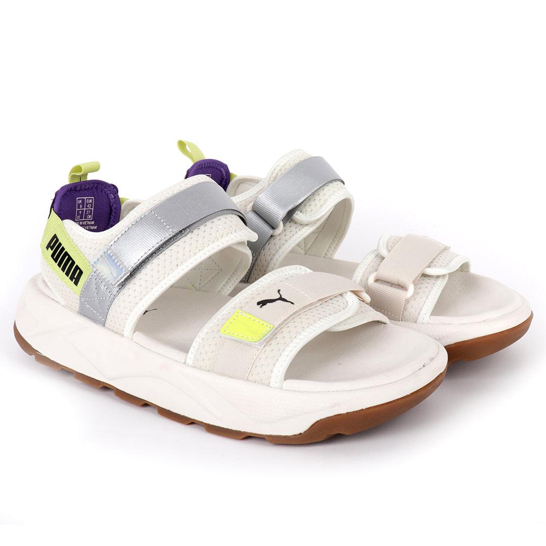 PU Rs Future Rider Sandals Iri Full Black Designed-White - Obeezi.com