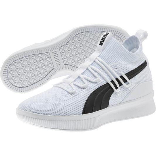 PUMA Clyde Court-Disrupt All White With Black logo Sneakers - Obeezi