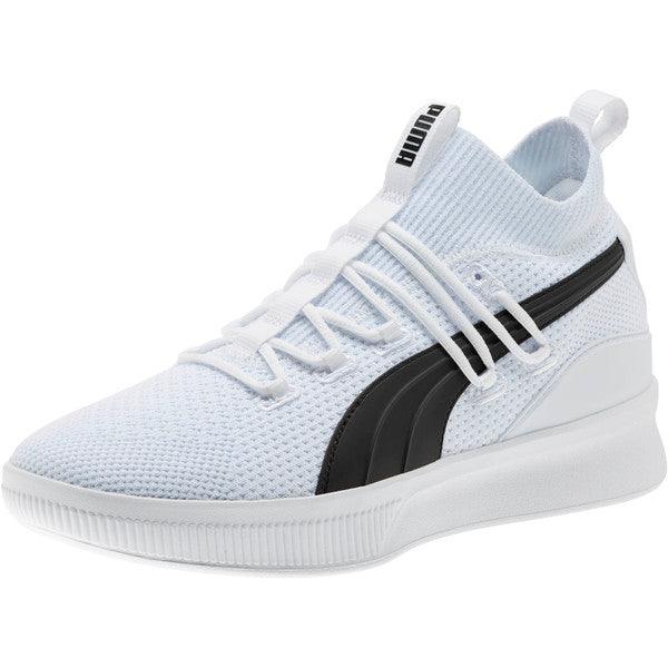 PUMA Clyde Court-Disrupt All White With Black logo Sneakers - Obeezi