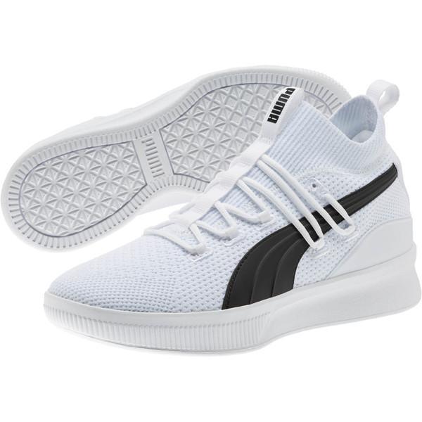 PUMA Clyde Court-Disrupt All White With Black logo Sneakers - Obeezi