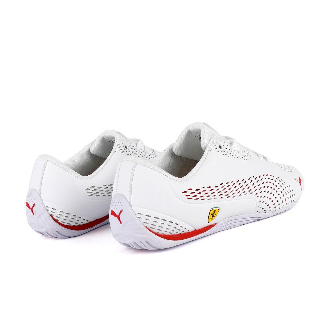 Puma Ferrari SF Drift Cat 5 Ultra II Sneakers- White And Red - Obeezi