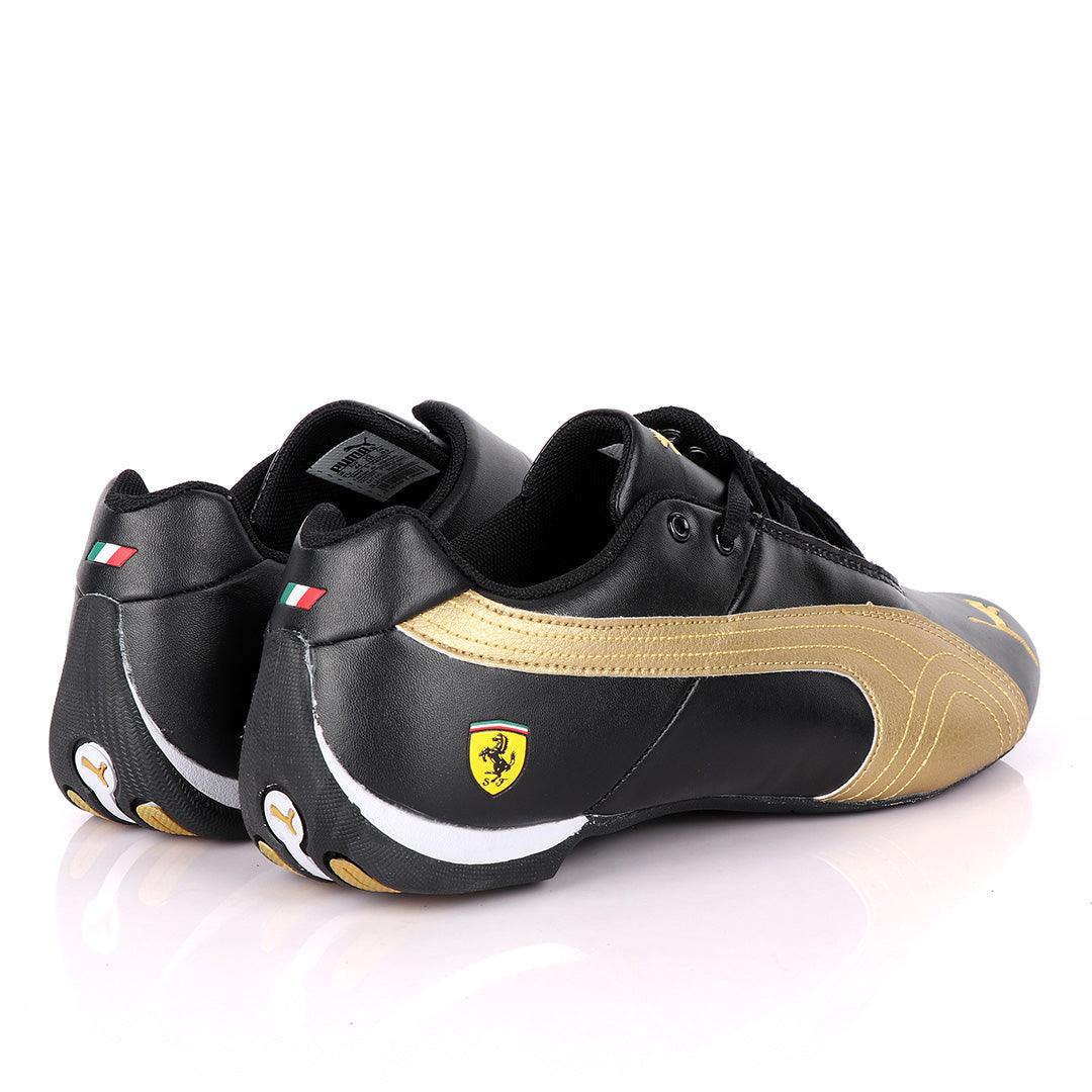 Puma Future Cat Black And Gold Leather Sneakers - Obeezi