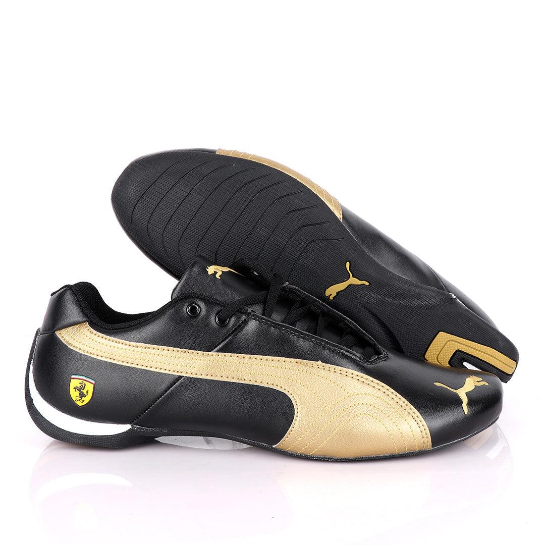 Puma Future Cat Black And Gold Leather Sneakers - Obeezi