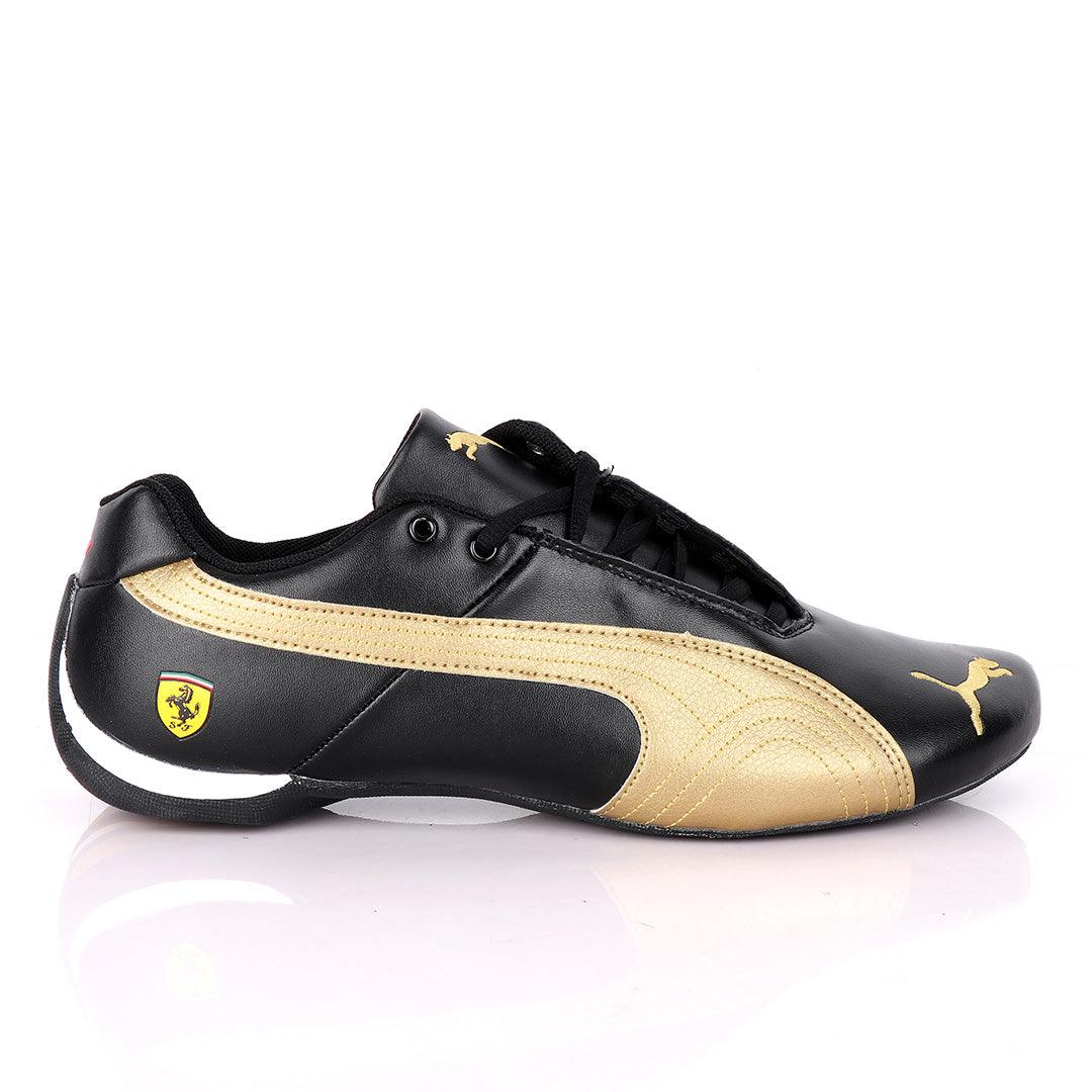 Puma Future Cat Black And Gold Leather Sneakers - Obeezi