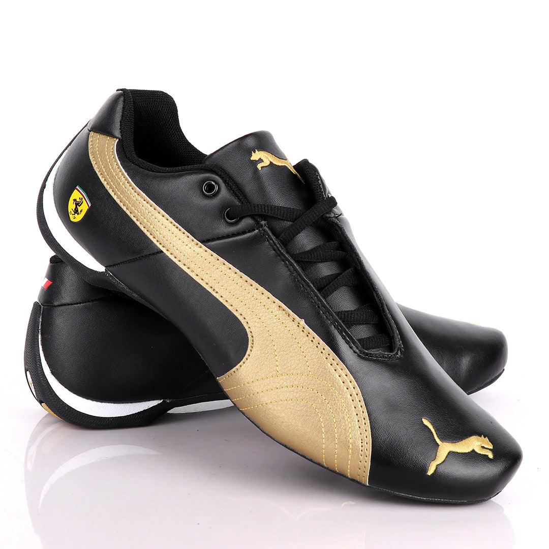 Puma Future Cat Black And Gold Leather Sneakers - Obeezi