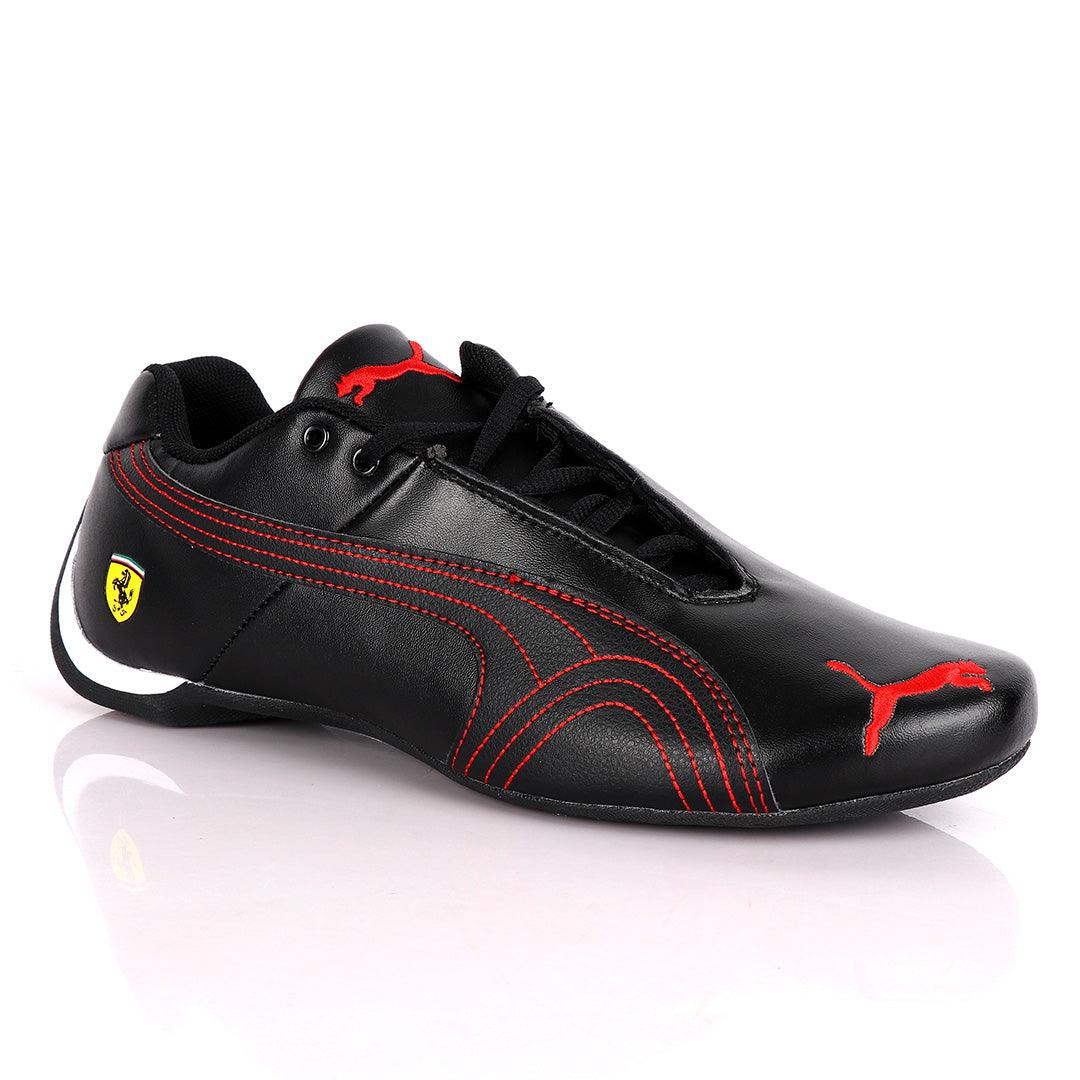 Puma Future Super Cat Leather Sneakers Black Red - Obeezi