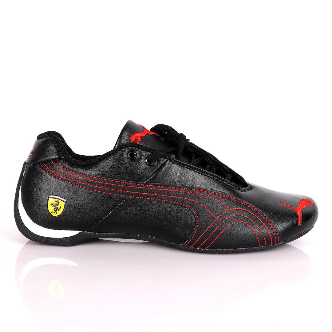 Puma Future Super Cat Leather Sneakers Black Red - Obeezi