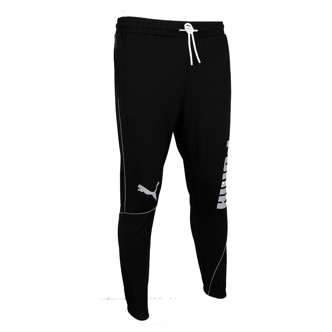 Puma Men's Comfortable Cotton Sweatpants With Bold Side Logo - Black - Obeezi.com