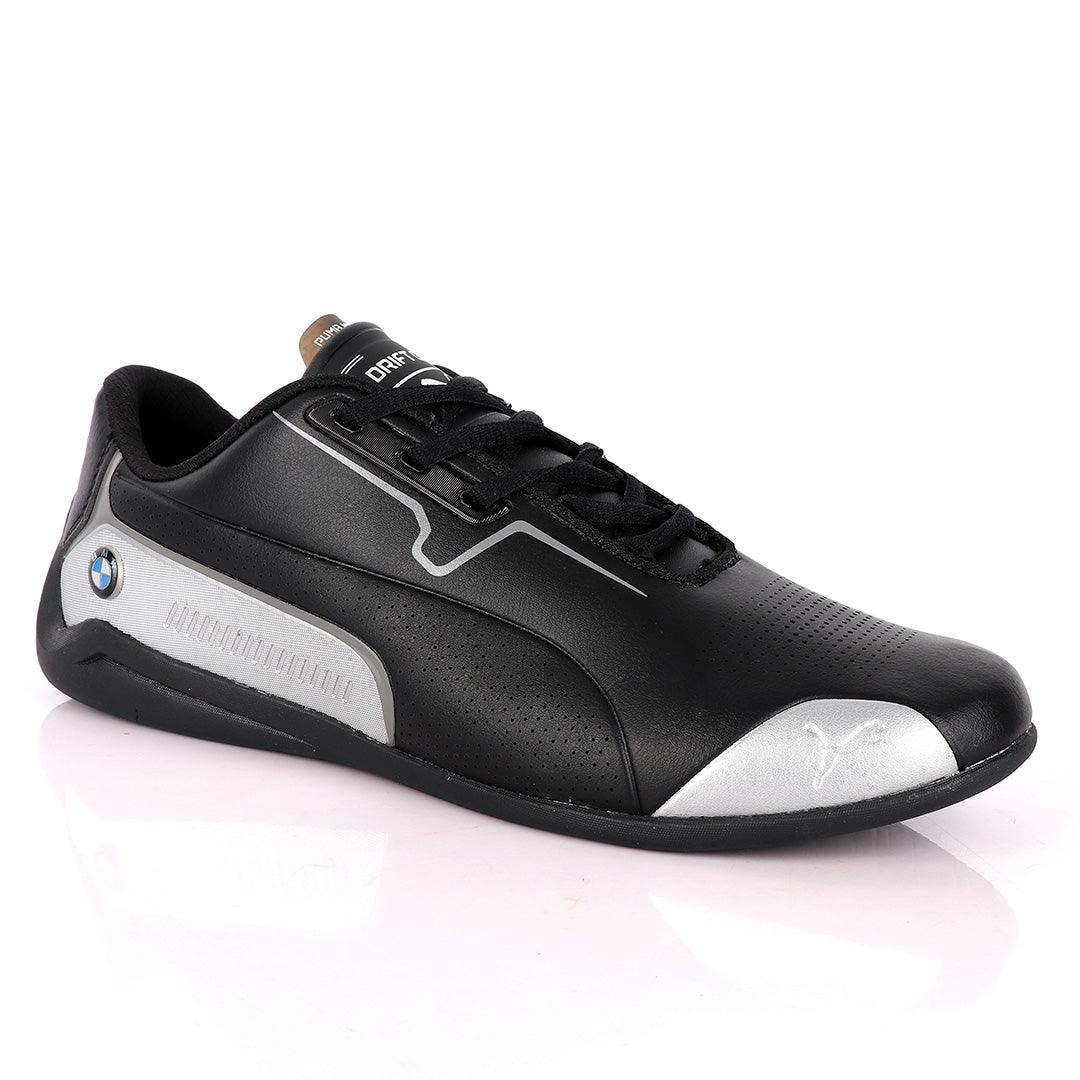 Puma Motor Sport Drift Cat Black Silver Leather Sneakers - Obeezi