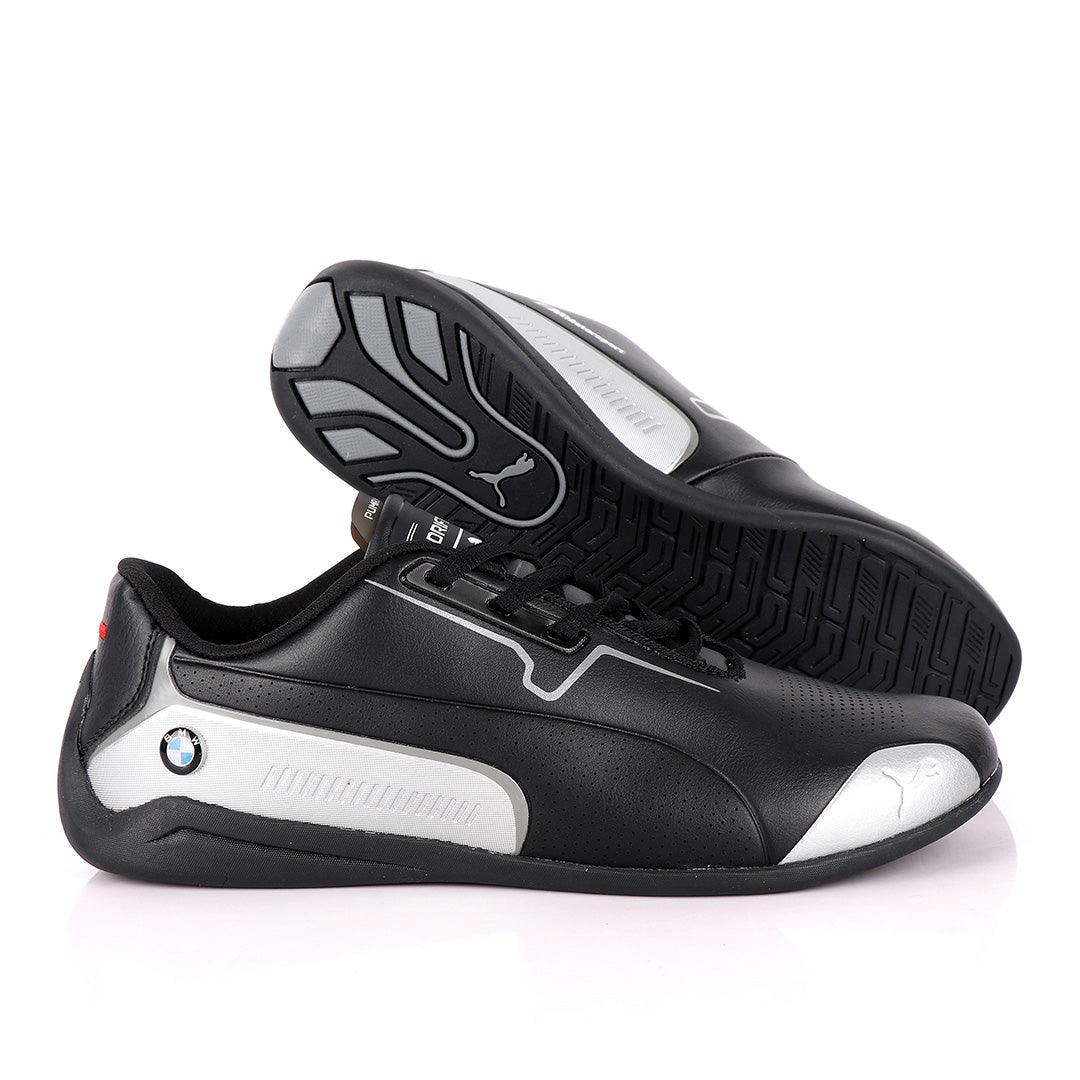 Puma Motor Sport Drift Cat Black Silver Leather Sneakers - Obeezi