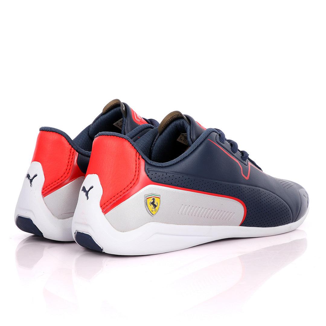 Puma Motor Sport Drift Cat Navy Blue Silver Leather Sneakers - Obeezi