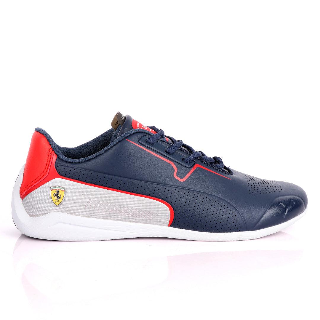 Puma Motor Sport Drift Cat Navy Blue Silver Leather Sneakers - Obeezi