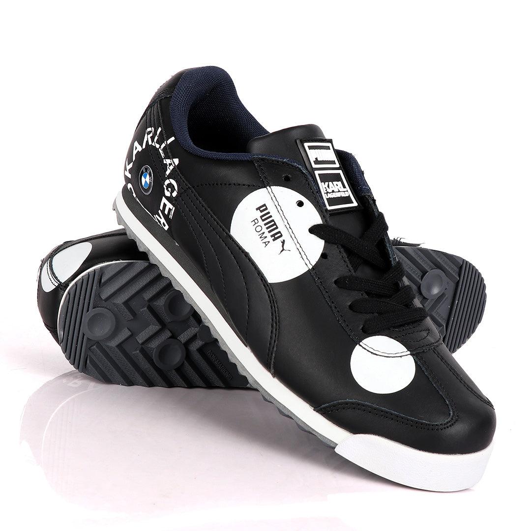Puma Roma Karl Lagerfeld Black And White Sneakers - Obeezi