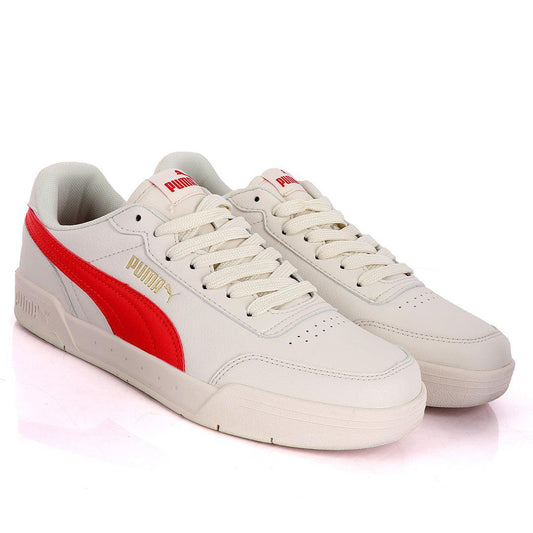 Puma Soft Foam Optimal Comfort Off-White And Red Leather Sneakers - Obeezi