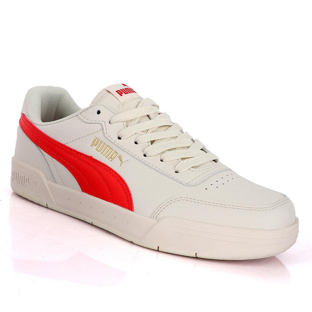 Puma Soft Foam Optimal Comfort Off-White And Red Leather Sneakers - Obeezi