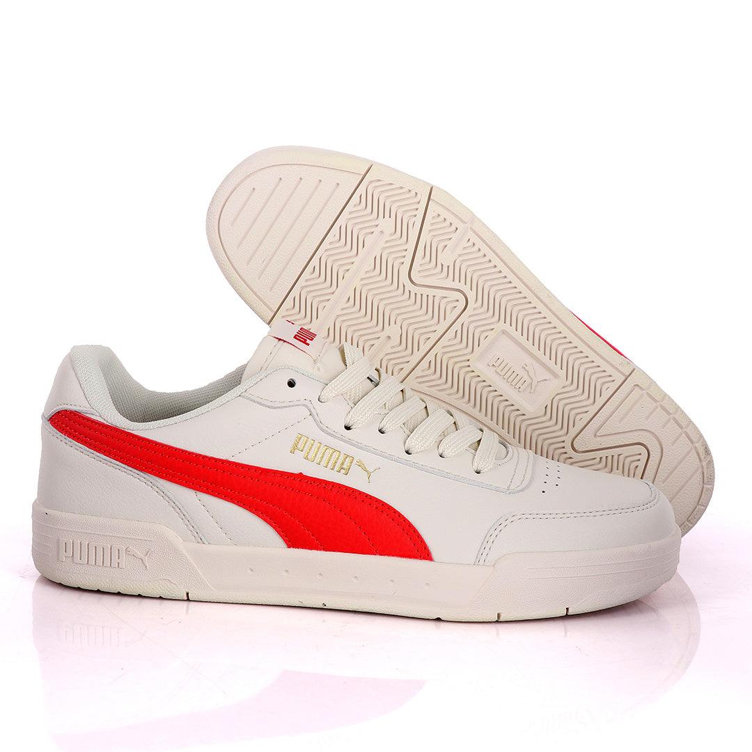 Puma Soft Foam Optimal Comfort Off-White And Red Leather Sneakers - Obeezi