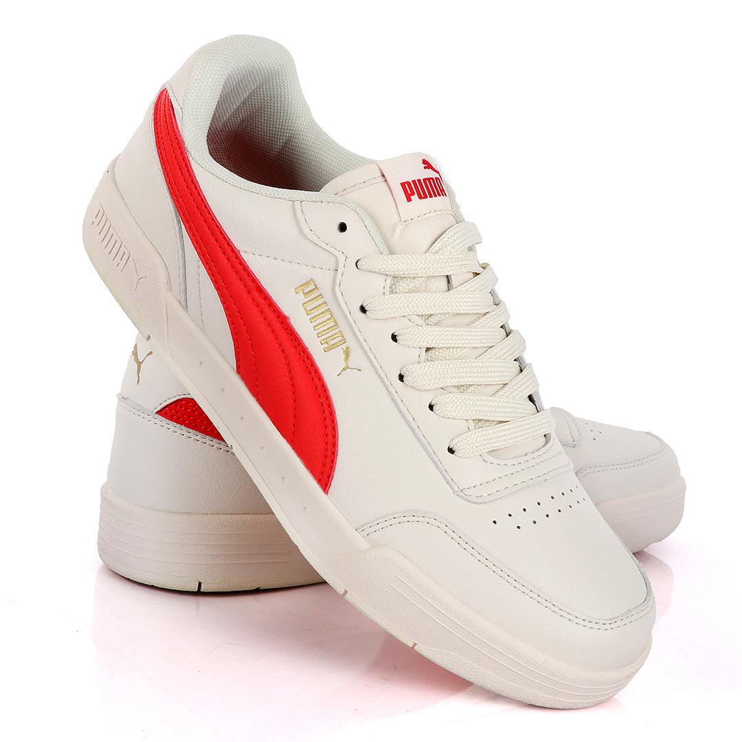 Puma Soft Foam Optimal Comfort Off-White And Red Leather Sneakers - Obeezi