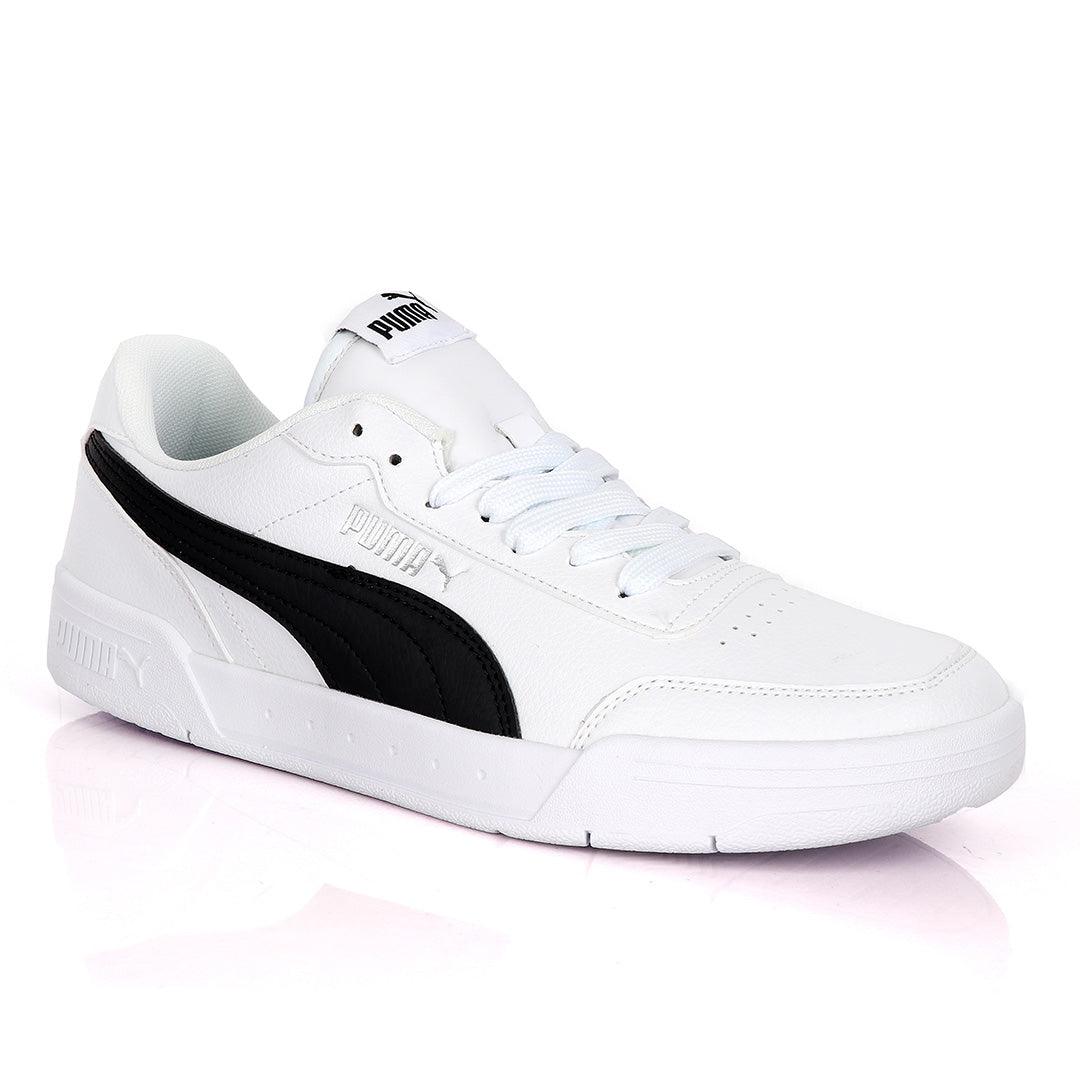 Puma Soft Foam Optimal Comfort White And Black Leather Sneakers - Obeezi