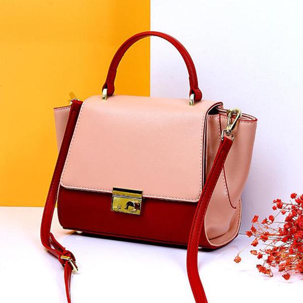 Quality Nude With Wine Red Women Tote Bag Cross Body Fashion Style - Obeezi.com