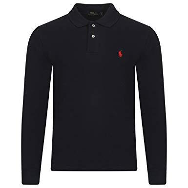 R L Custom Fit Men's Long Sleeve Small Pony T-shirt Black - Obeezi