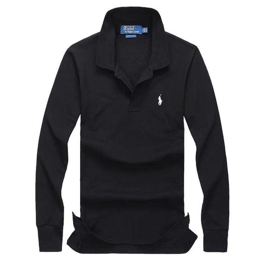 R L Custom Fit Men's Long Sleeve Small Pony T-shirt Navyblue - Obeezi