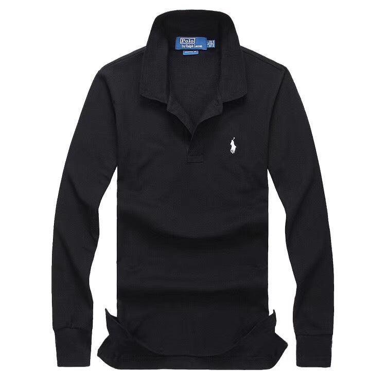 R L Custom Fit Men's Long Sleeve Small Pony T-shirt Navyblue - Obeezi