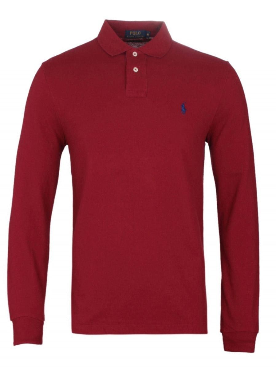 R L Custom Fit Men's Longsleeve Small Pony Polo Red - Obeezi