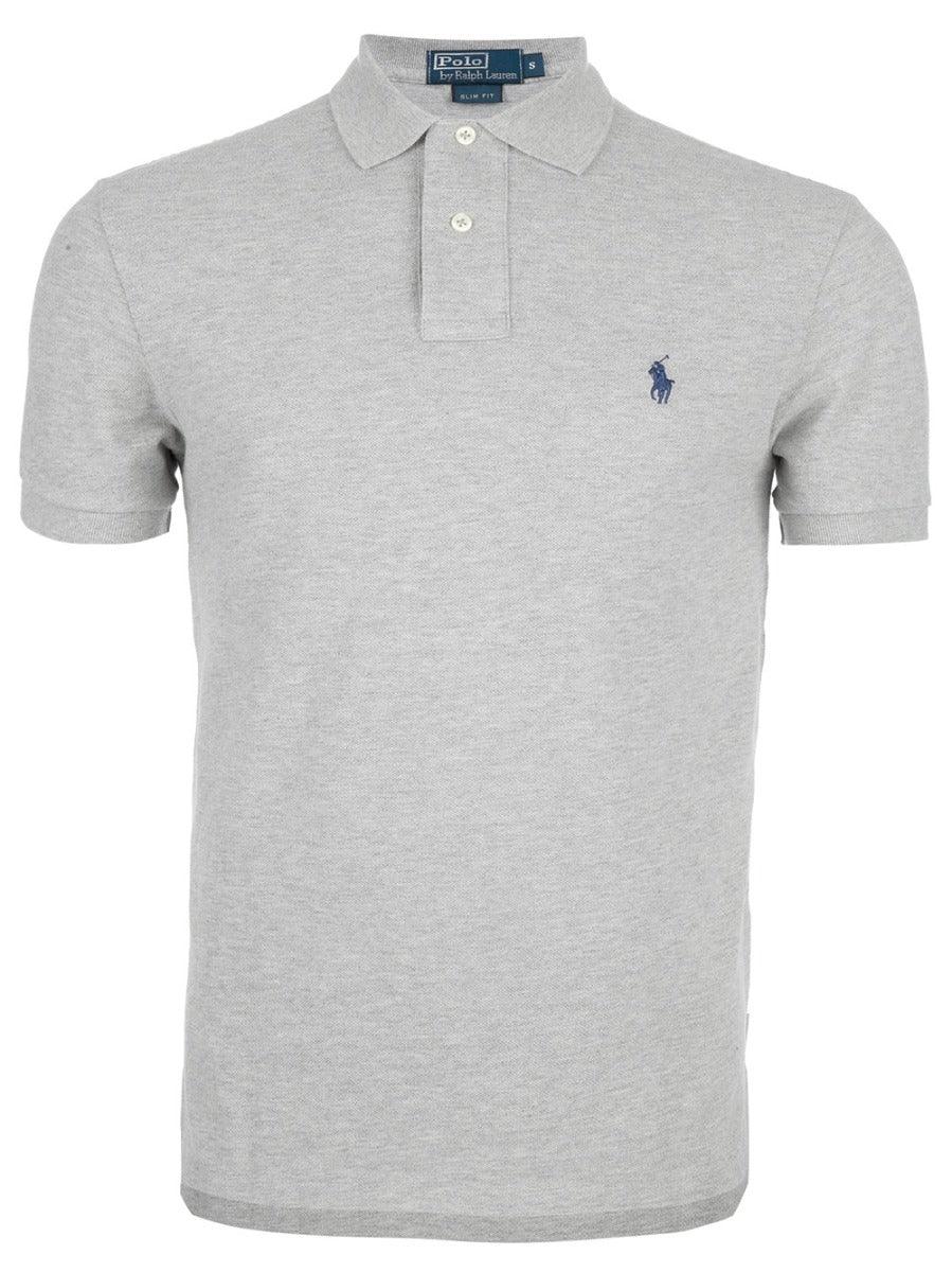 R L Custom Fit Men's Shortsleeve Small Pony Polo Grey - Obeezi