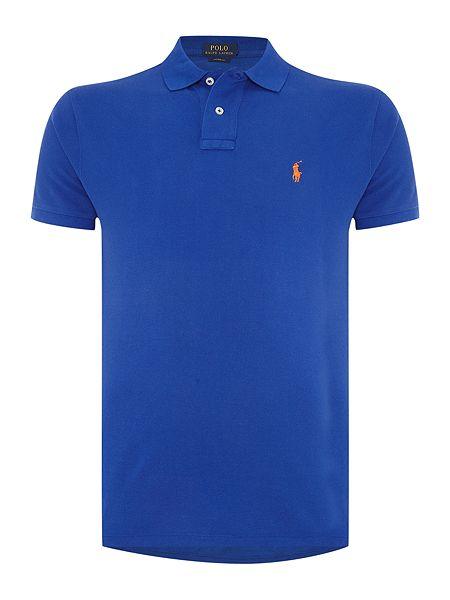 R L Custom Fit Men's Shortsleeve Small Pony Polo Royal Blue - Obeezi