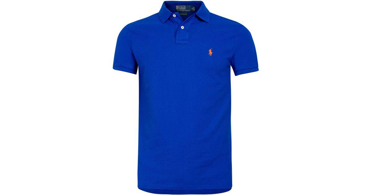 R L Custom Fit Men's Shortsleeve Small Pony Polo Royal Blue - Obeezi