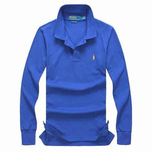 R L Long-sleeved Small Pony T-shirt Polo Blue - Obeezi