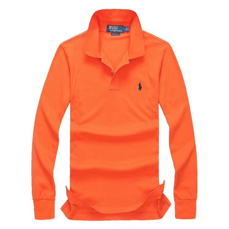 R L Long-sleeved Small Pony T-shirt Polo Orange - Obeezi