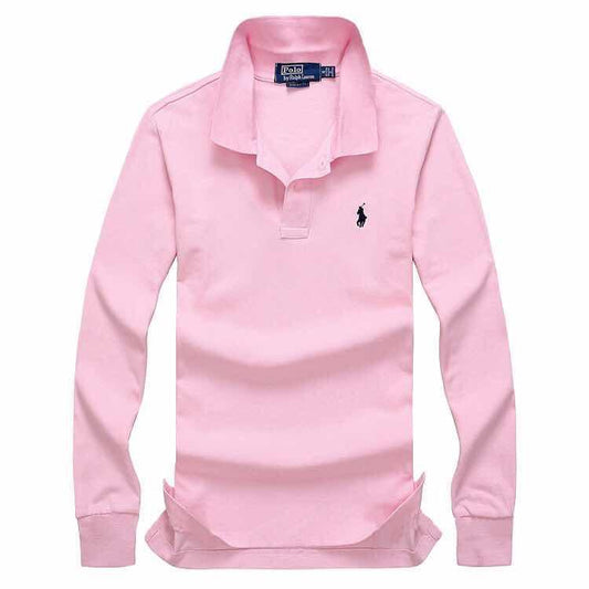 R L Long-sleeved Small Pony T-shirt Polo Pink - Obeezi