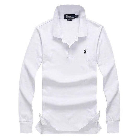 R L Long-sleeved Small Pony T-shirt Polo White - Obeezi