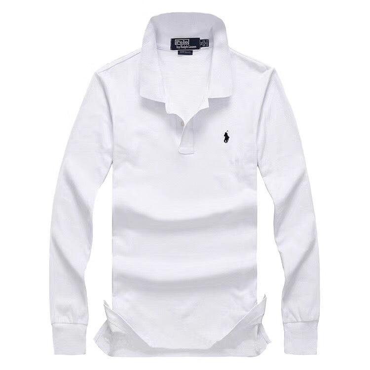 R L Long-sleeved Small Pony T-shirt Polo White - Obeezi