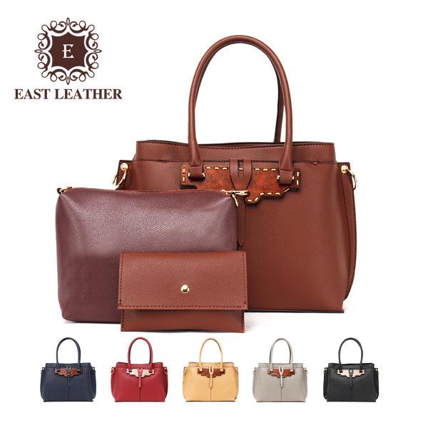 Rad Blue Leather 3 In 1 Handbag With Wood Trimmings - Obeezi.com