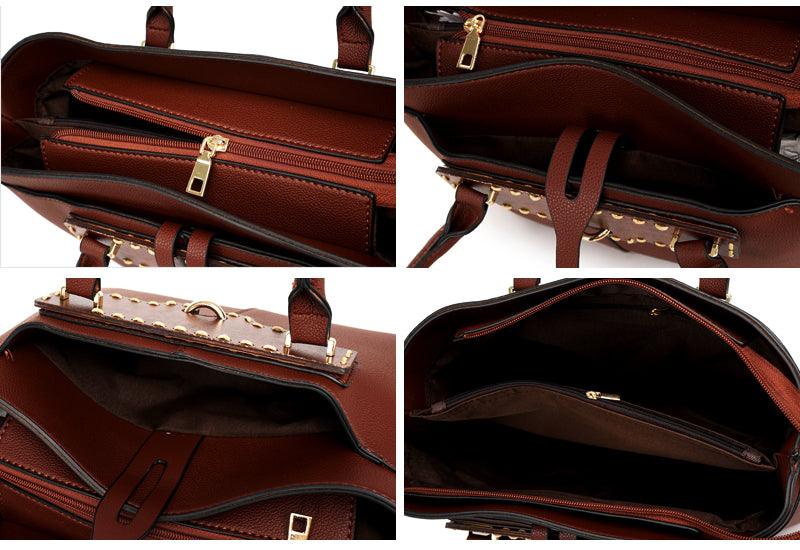 Rad Brown Leather 3 In 1 Handbag With Wood Trimmings - Obeezi.com