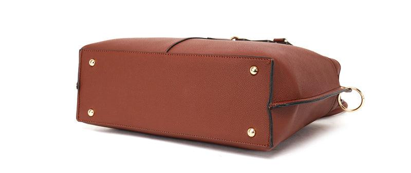 Rad Brown Leather 3 In 1 Handbag With Wood Trimmings - Obeezi.com