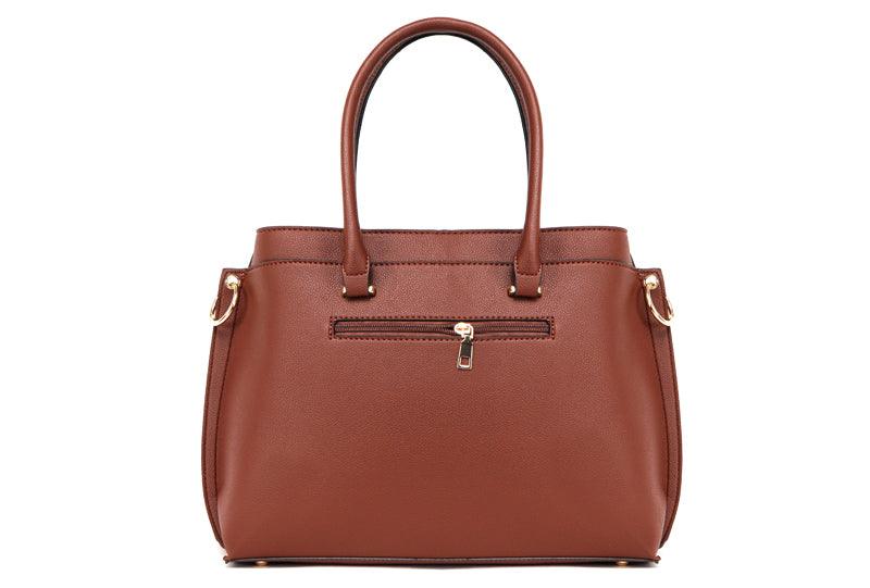 Rad Grey Leather 3 In 1 Handbag With Wood Trimmings - Obeezi.com