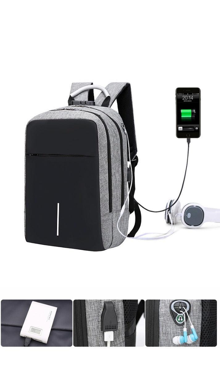 Raids Anti-Theft Backpack With Usb Charging Ports Code Lock Black Bags - Obeezi.com