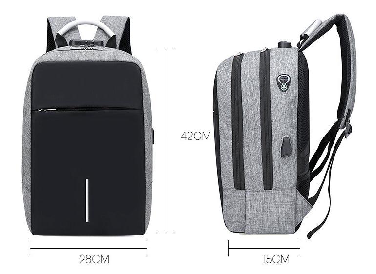 Raids Anti-Theft Backpack With Usb Charging Ports Code Lock Grey Bags - Obeezi.com