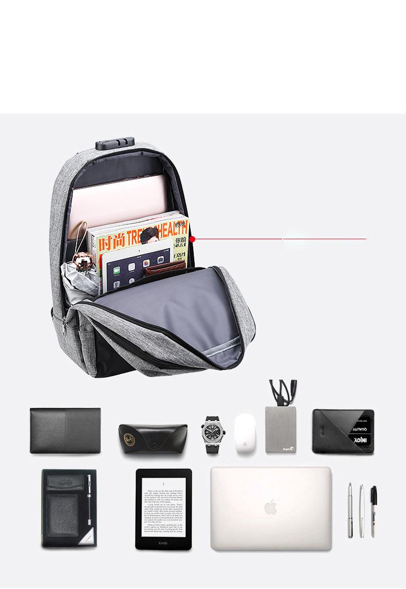 Raids Anti-Theft Backpack With Usb Charging Ports Code Lock Grey Bags - Obeezi.com